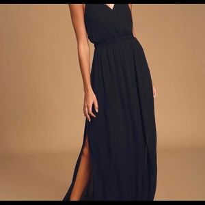 Lulus lost in paradise maxi dress, black, size medium